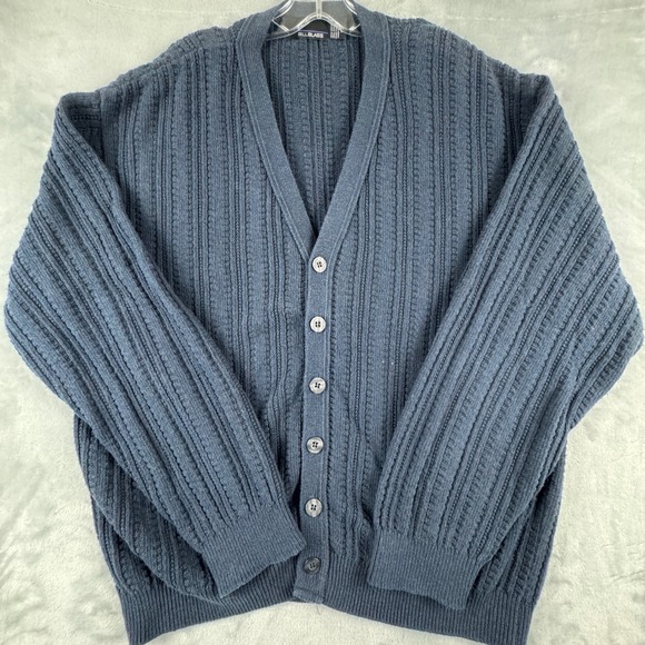 bill blass Other - Y2K Bill Blass Men's‎ Navy Blue Ribbed Knit V-Neck Button-Up Cardigan Sweater XL